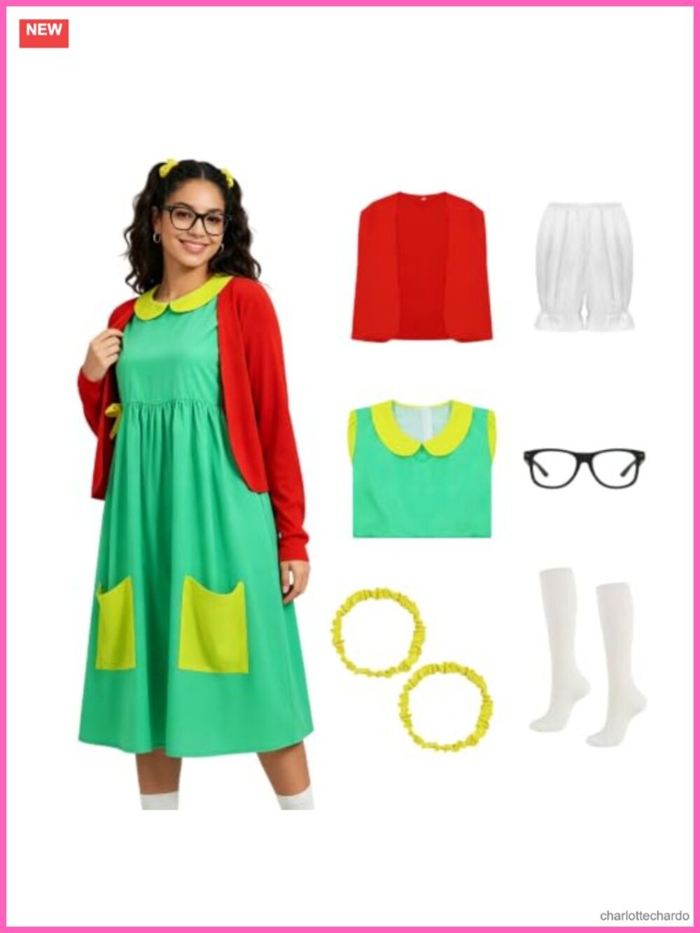 Women's Cosplay Costume 4-Piece Set with Dress & Cardigan Include Accessories